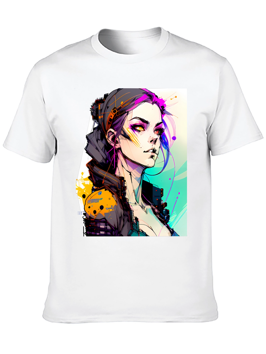 Cyberpunk Girl Black T-Shirt