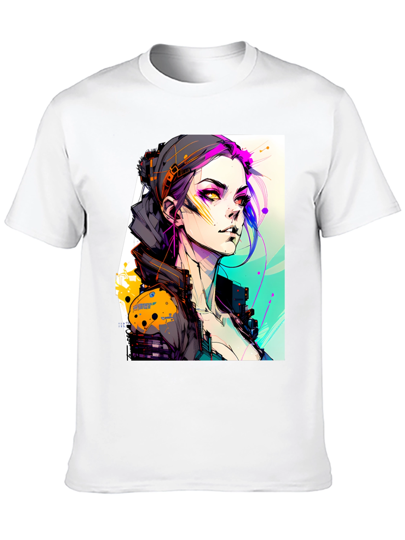 Cyberpunk Girl Black T-Shirt