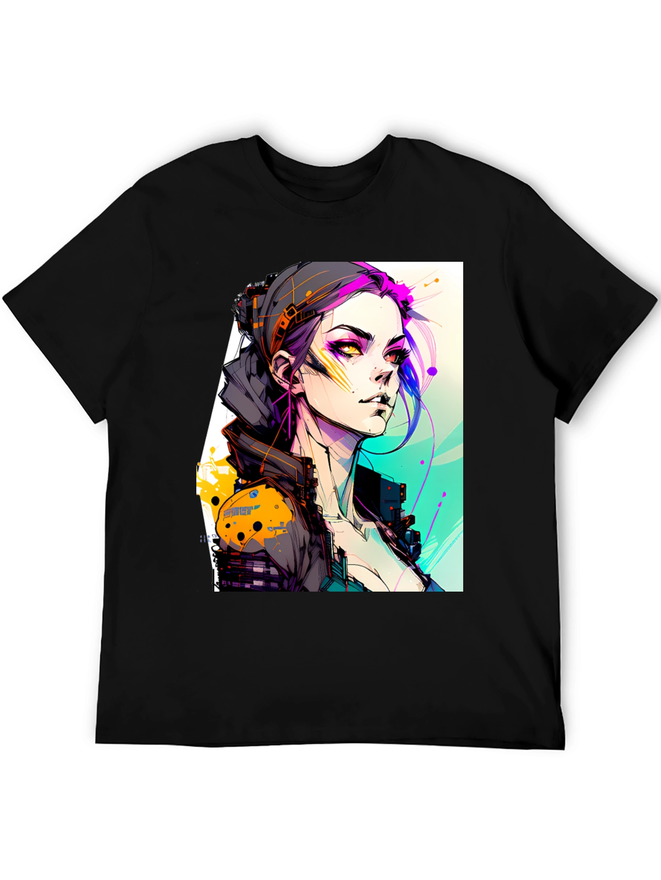 Cyberpunk Girl Black T-Shirt