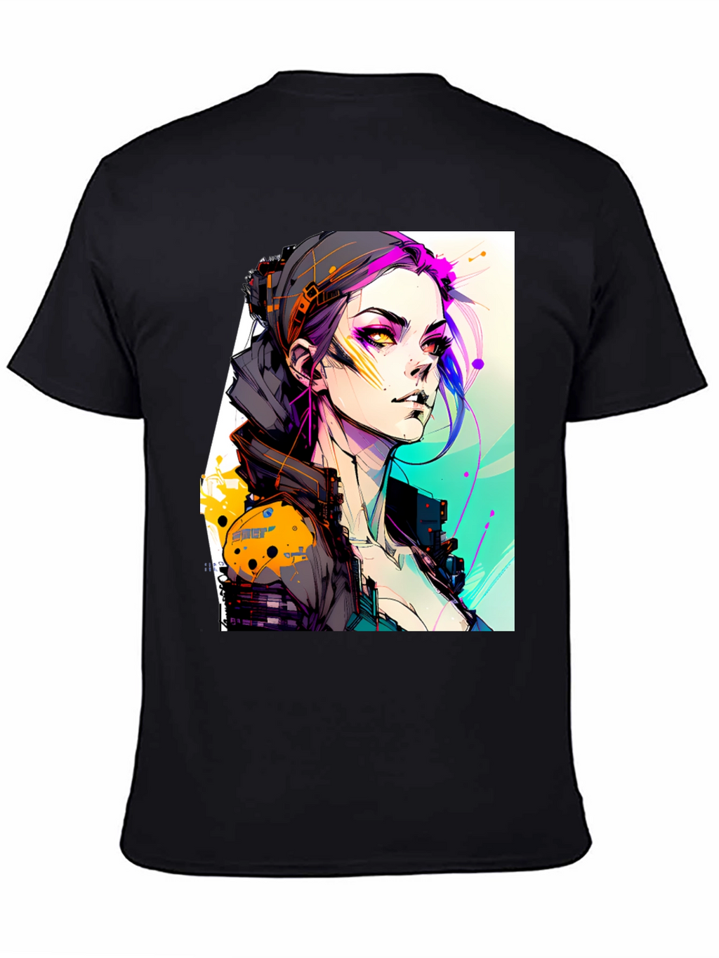 Cyberpunk Girl Black T-Shirt