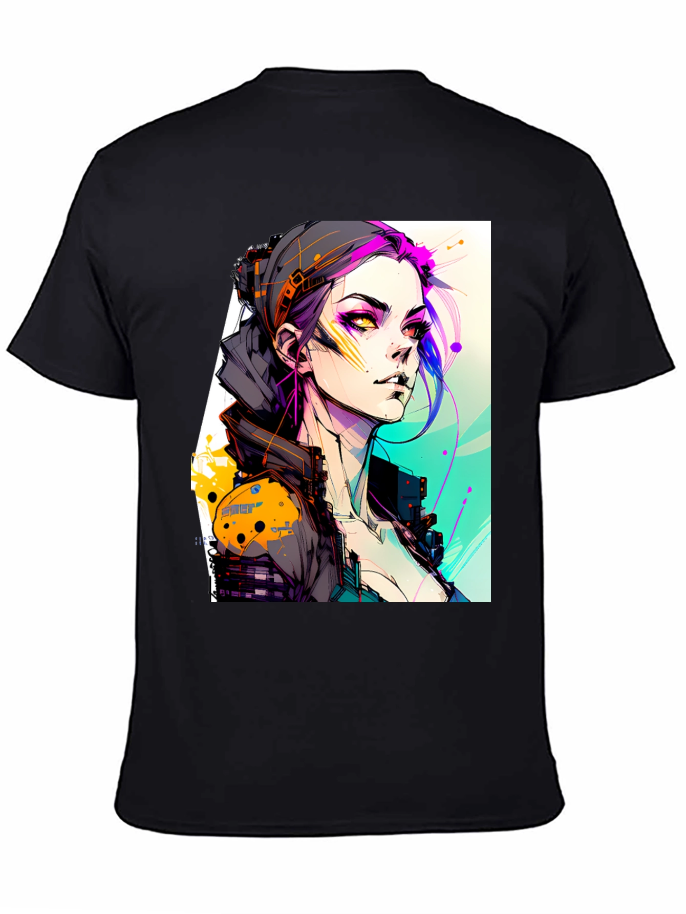 Cyberpunk Girl Black T-Shirt