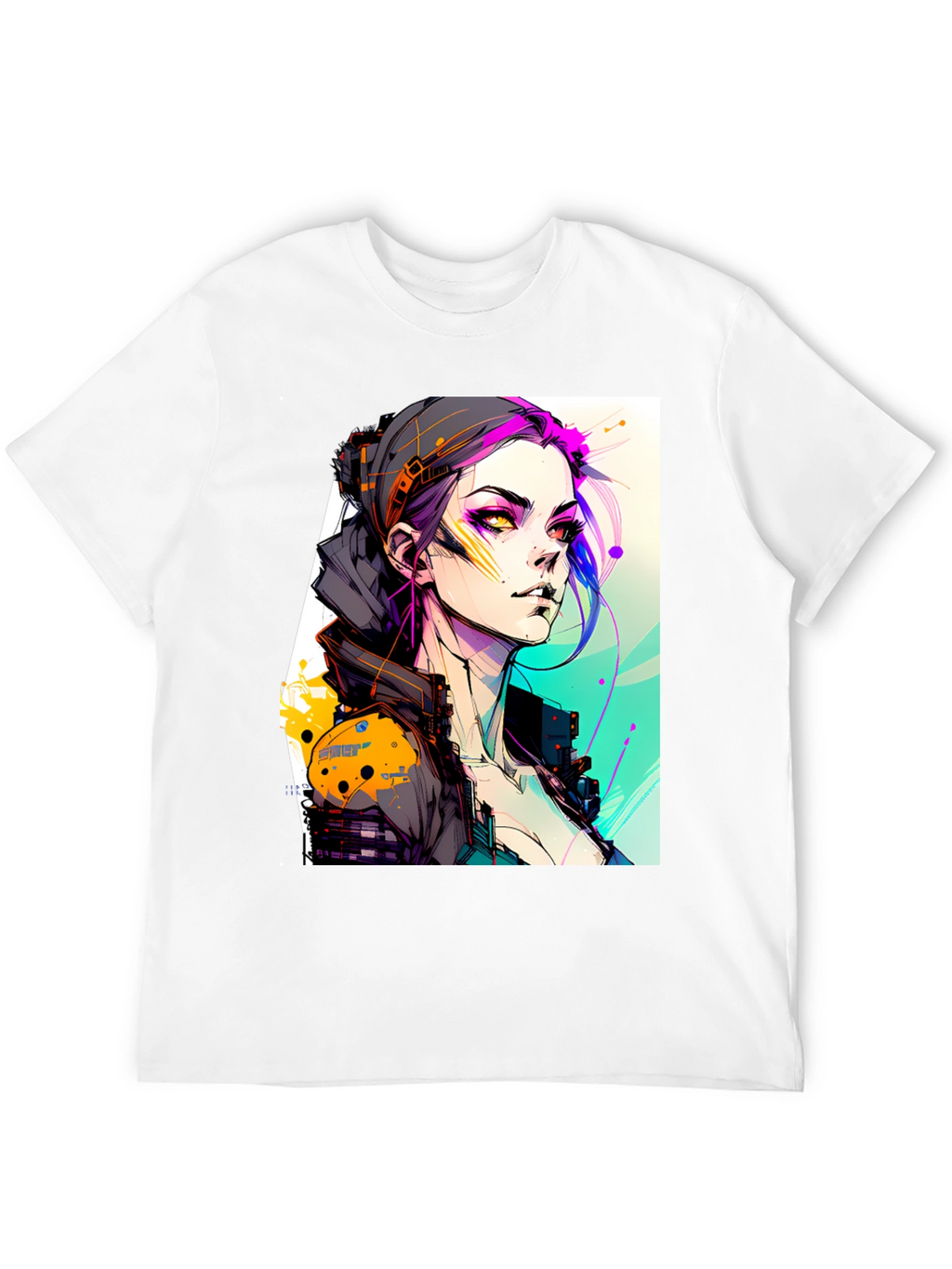 Cyberpunk Girl Black T-Shirt