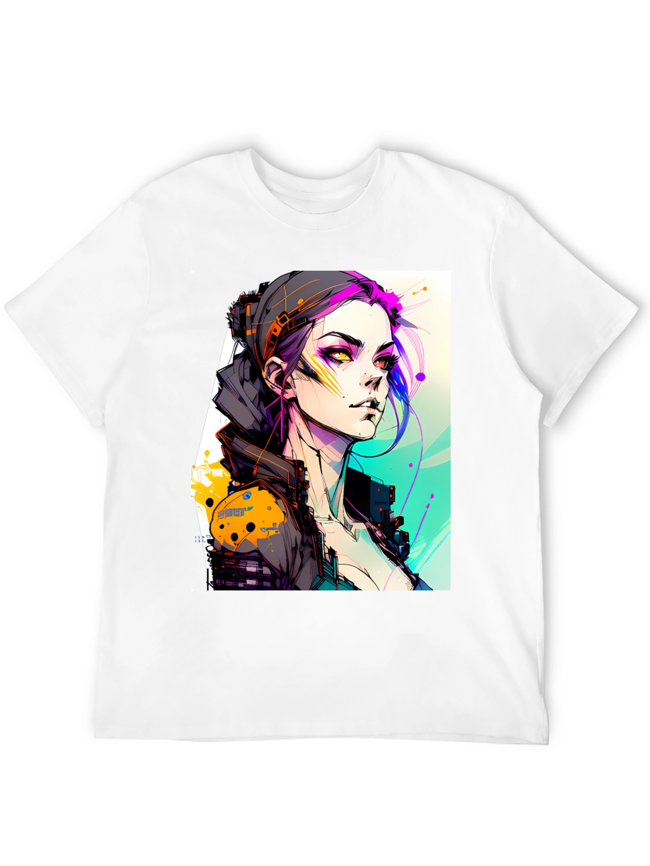 Cyberpunk Girl Black T-Shirt