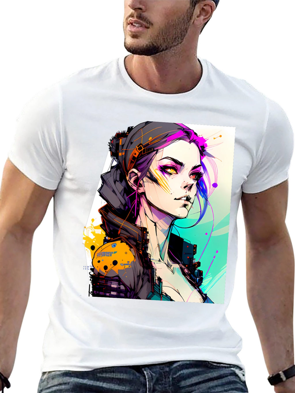 Cyberpunk Girl Black T-Shirt