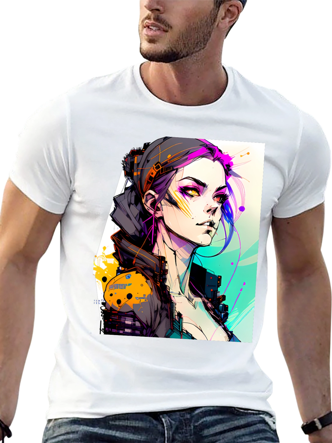 Cyberpunk Girl Black T-Shirt