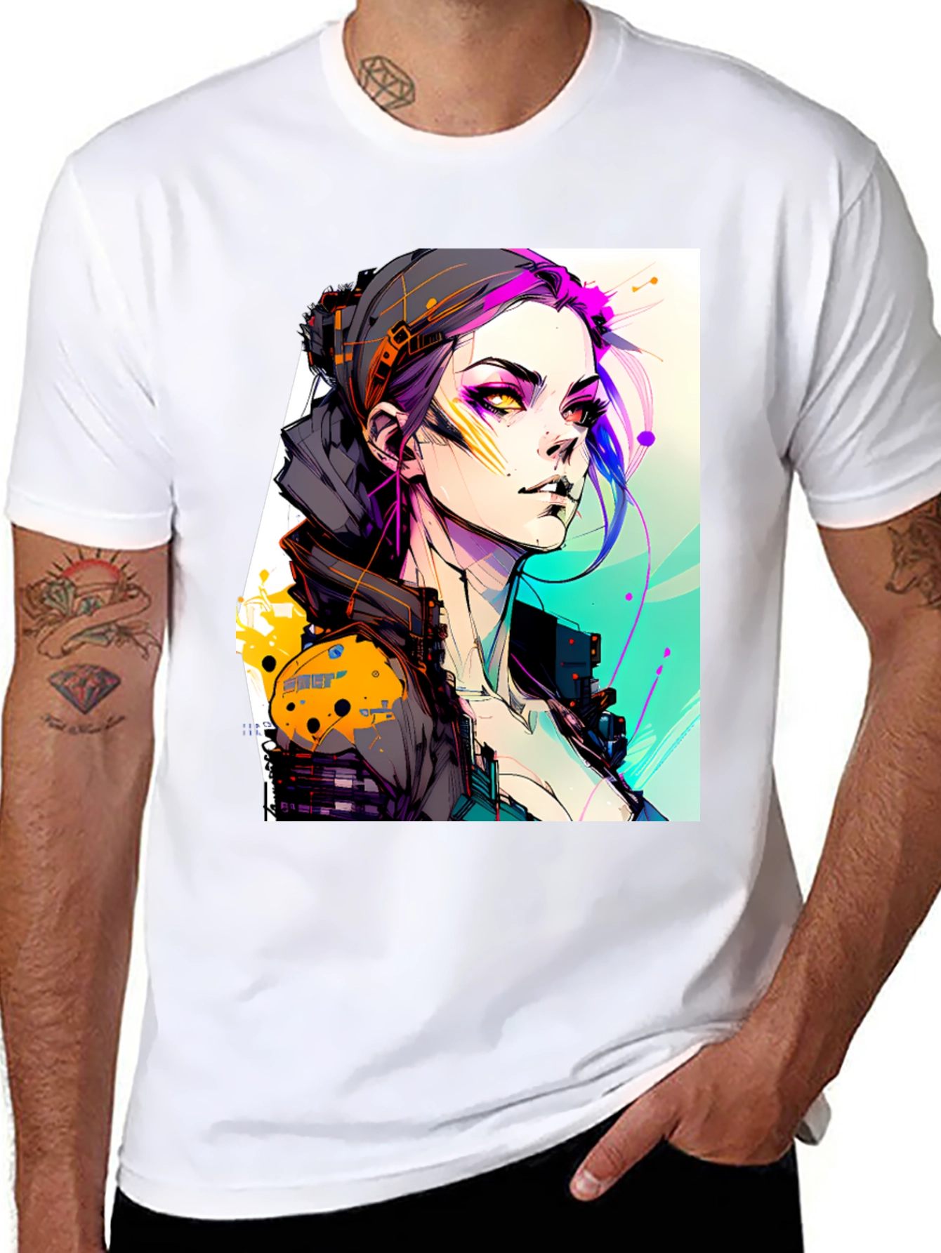 Cyberpunk Girl Black T-Shirt