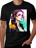 Cyberpunk Girl Black T-Shirt