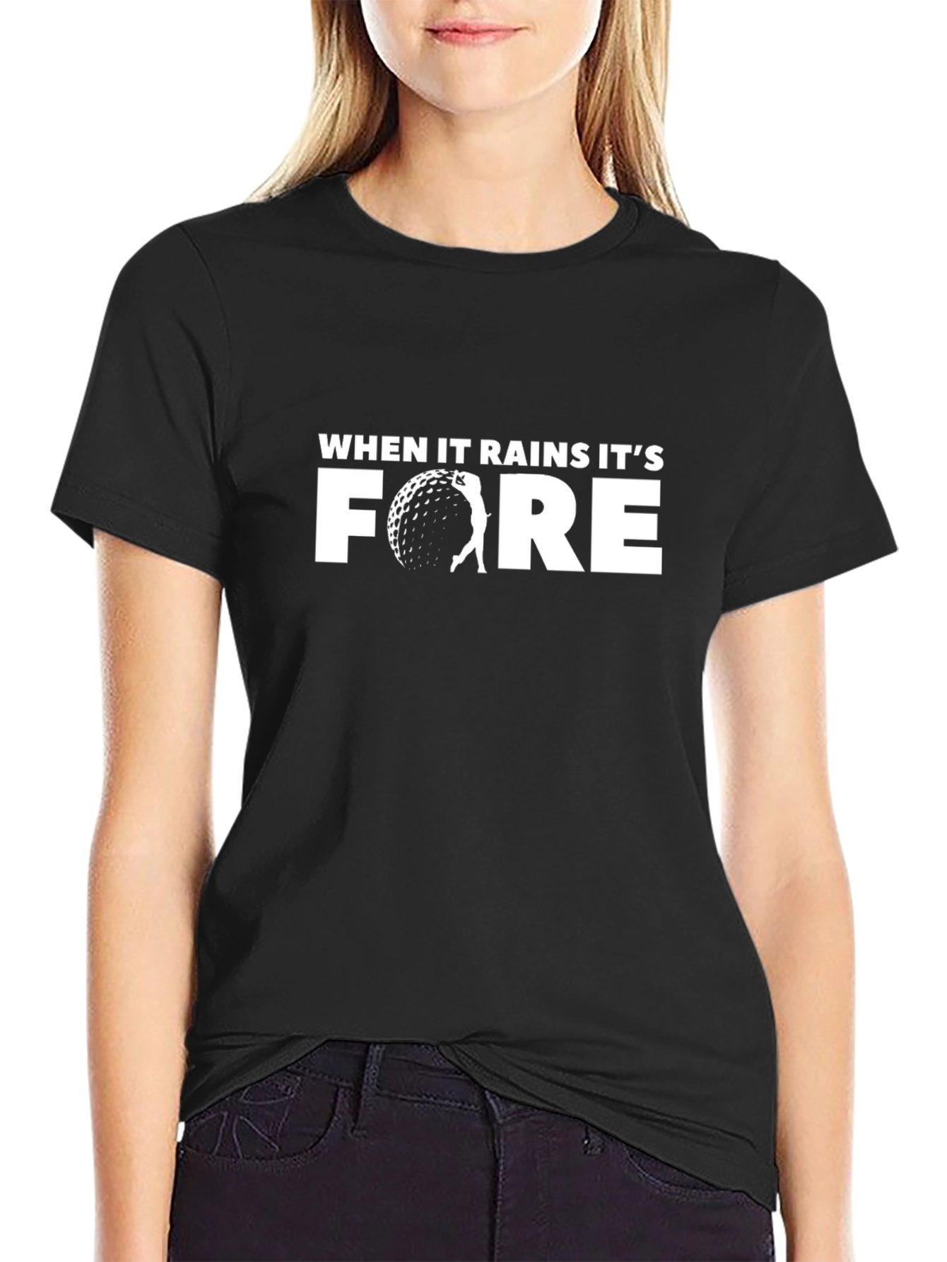 Funny Golf T-Shirt - When It Rains Its Fore!
