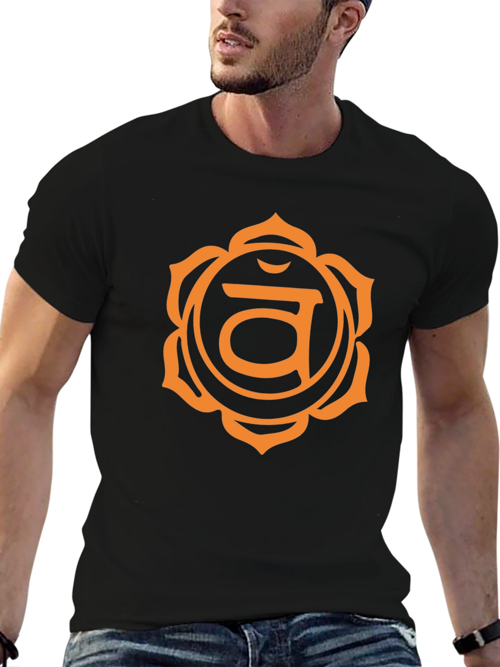 Root Chakra Graphic Tee - Black Cotton T-Shirt