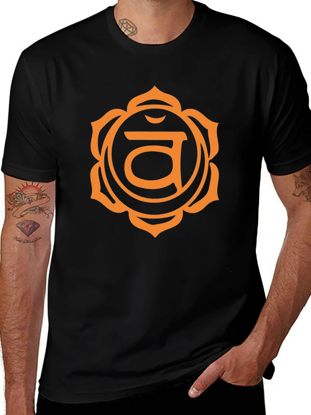Root Chakra Graphic Tee - Black Cotton T-Shirt