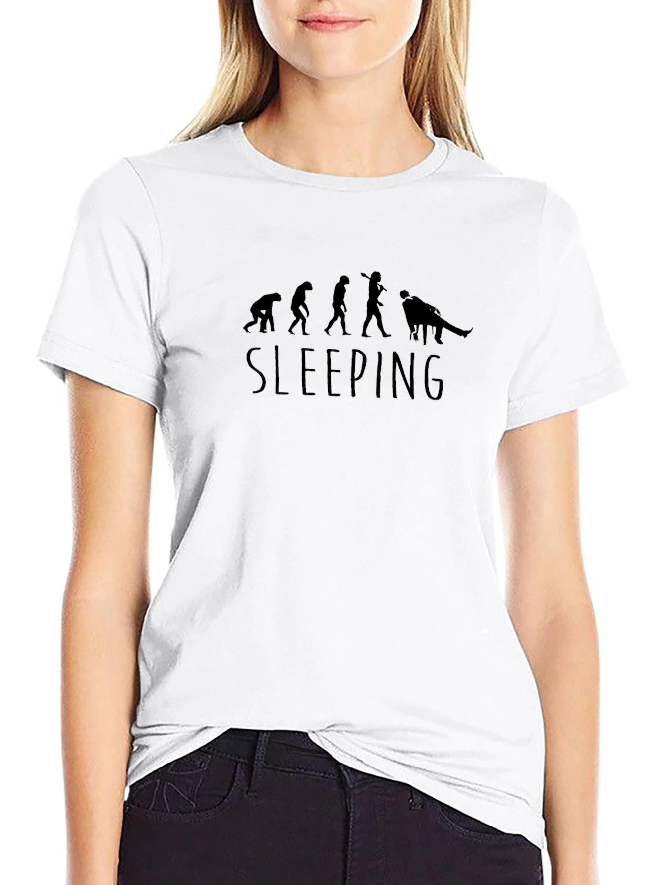 Evolution of Sleeping Black Graphic T-Shirt