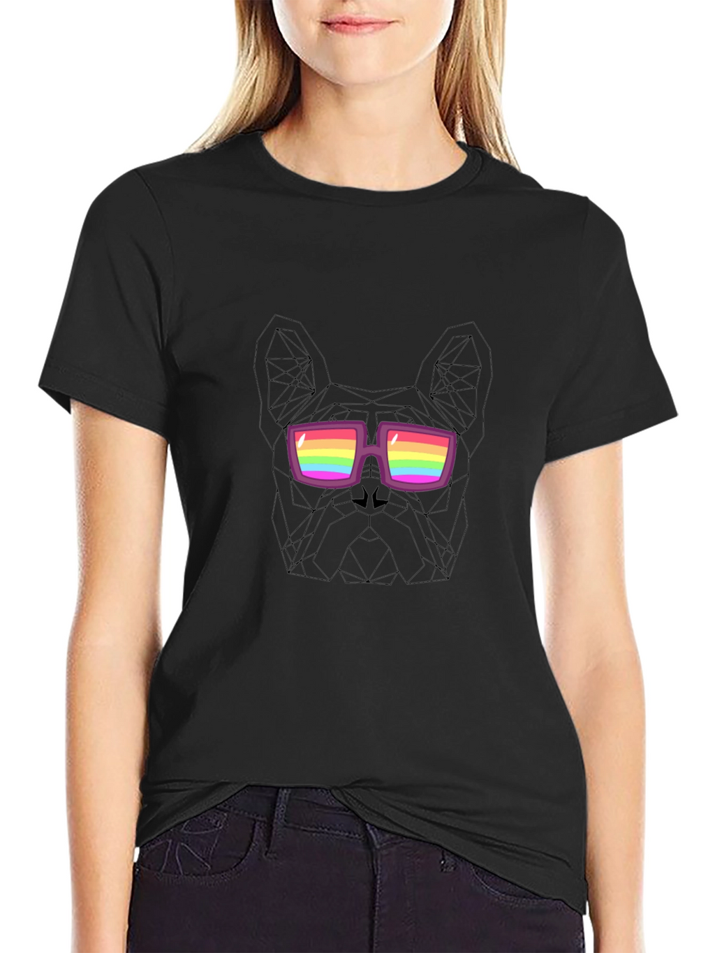 Cool Dog Tee - Geometric Rainbow Glasses