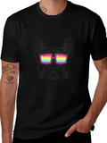 Cool Dog Tee - Geometric Rainbow Glasses