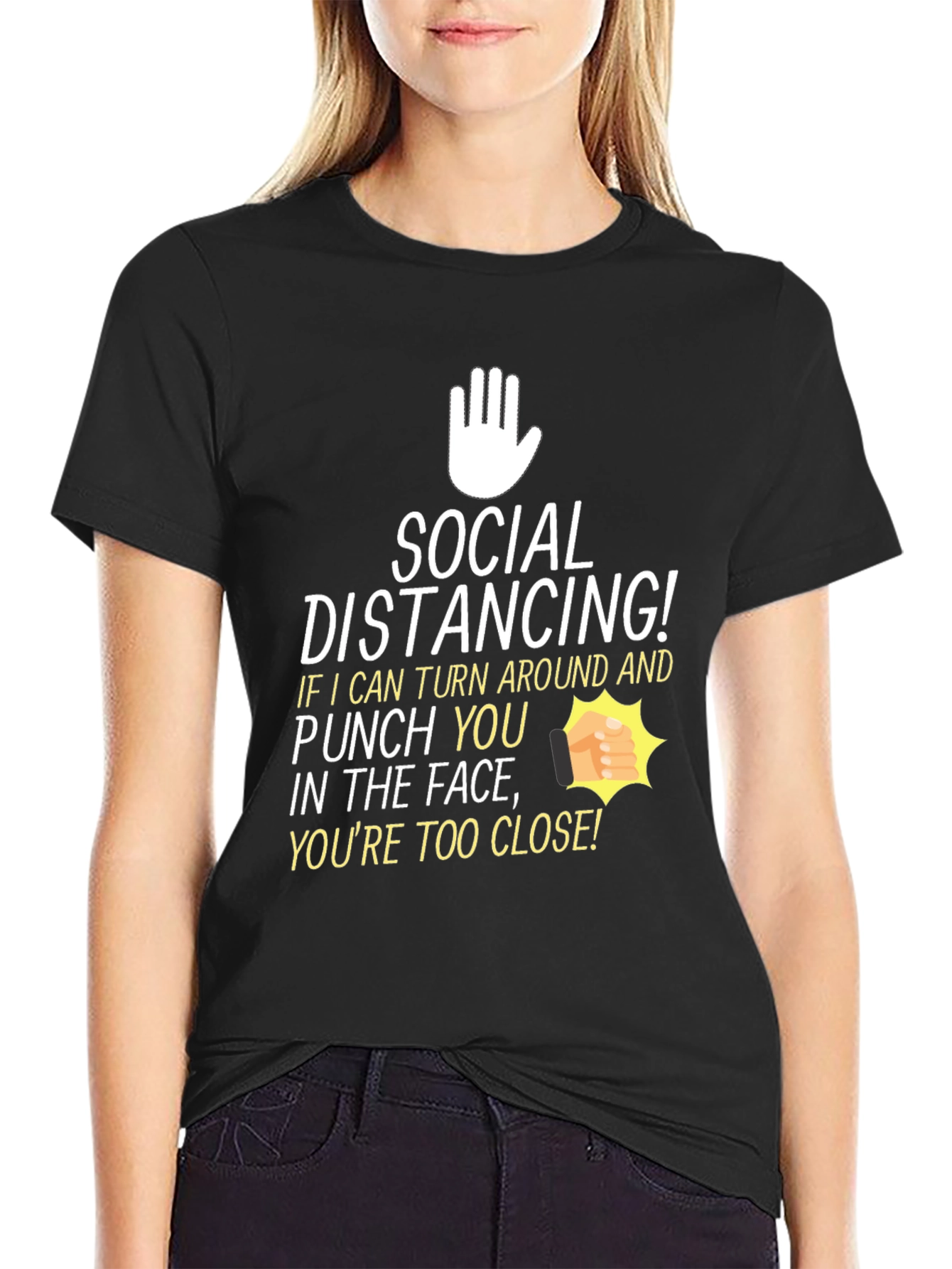 Social Distancing T-Shirt: Punch You in the Face Funny Tee
