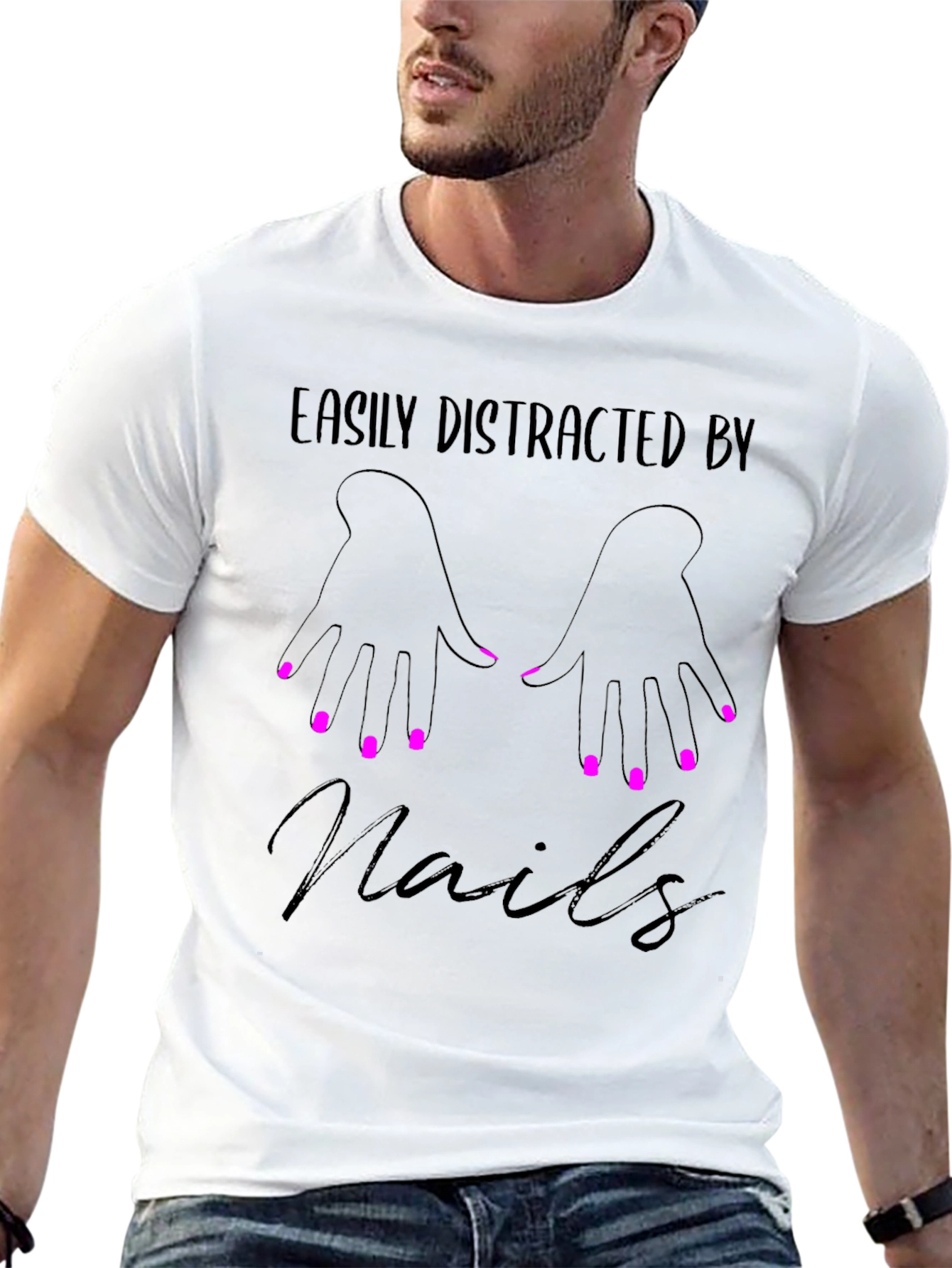 Easily Distracted By Nails T-Shirt - Manicure Lover Tee