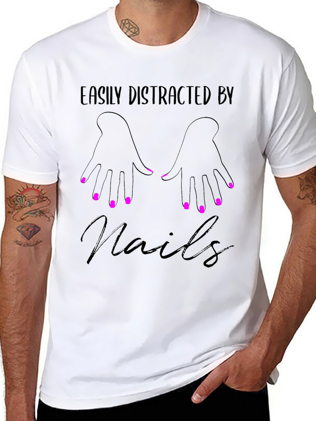 Easily Distracted By Nails T-Shirt - Manicure Lover Tee