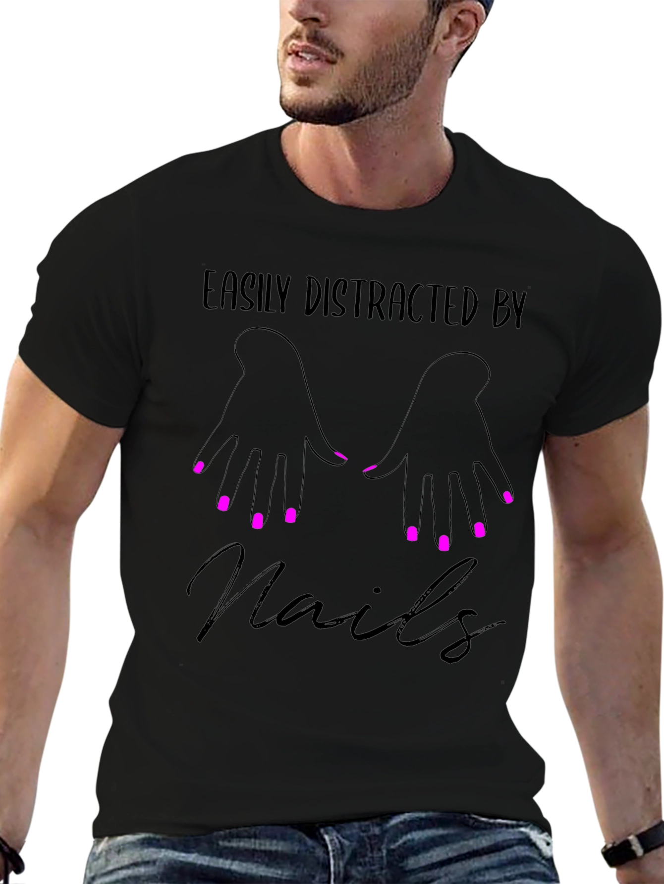 Easily Distracted By Nails T-Shirt - Manicure Lover Tee