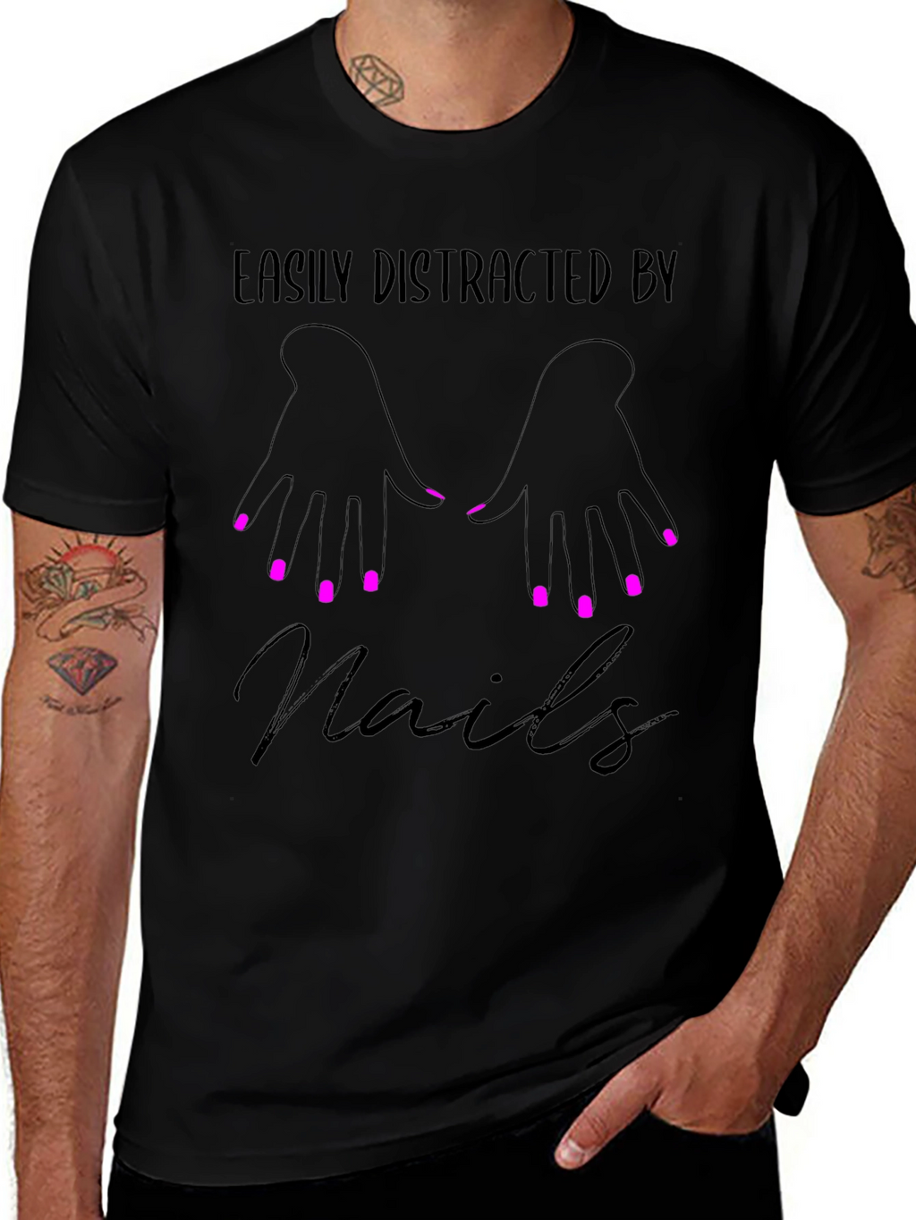 Easily Distracted By Nails T-Shirt - Manicure Lover Tee