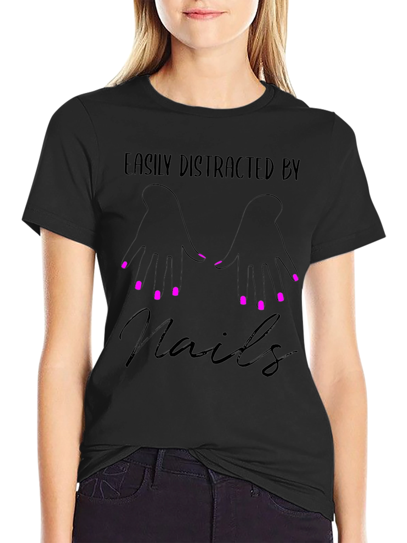 Easily Distracted By Nails T-Shirt - Manicure Lover Tee