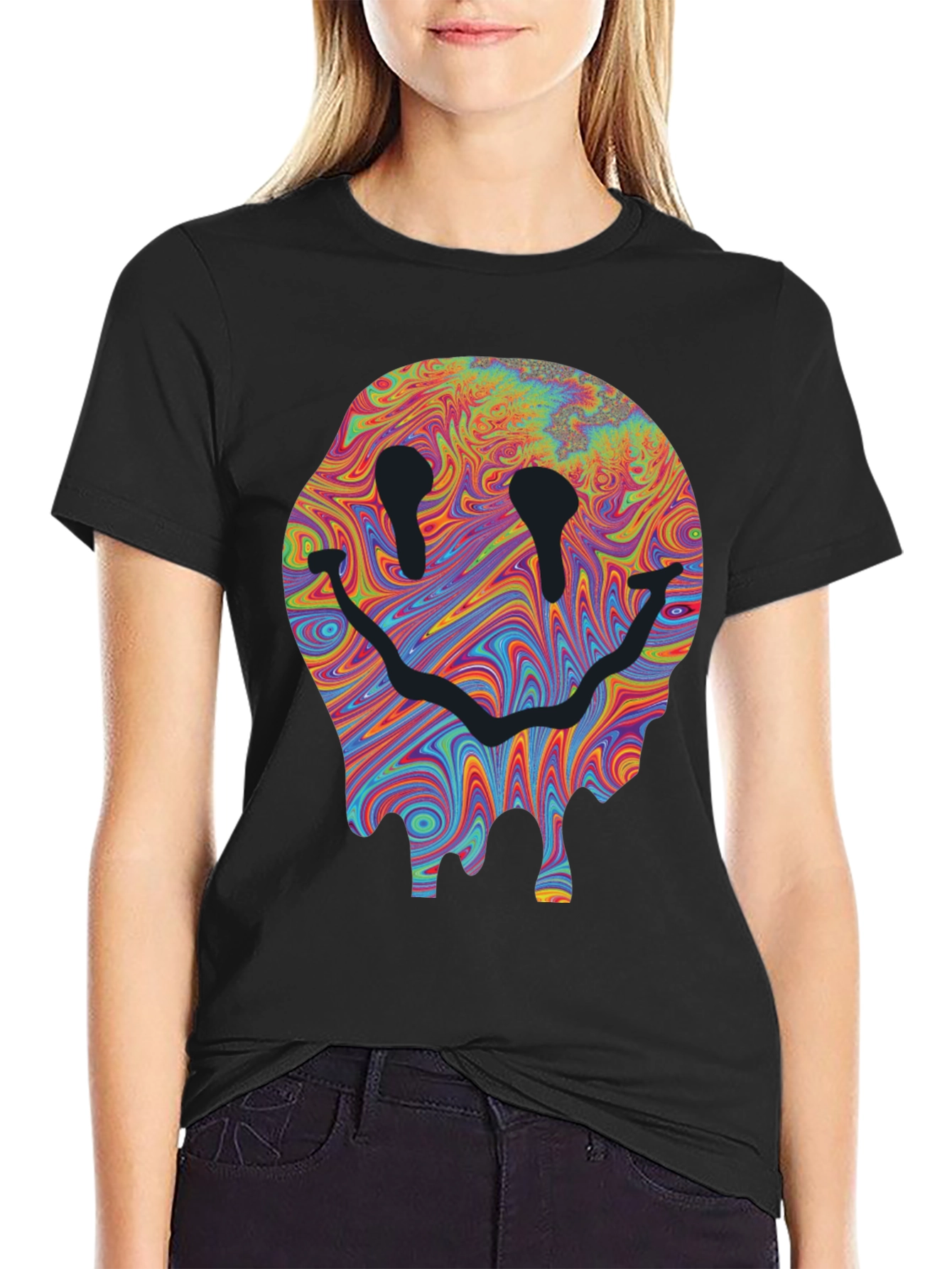 Melting Smiley Face Graphic T-Shirt