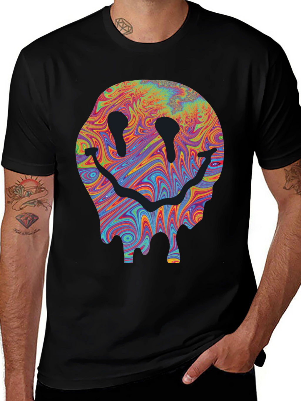 Melting Smiley Face Graphic T-Shirt