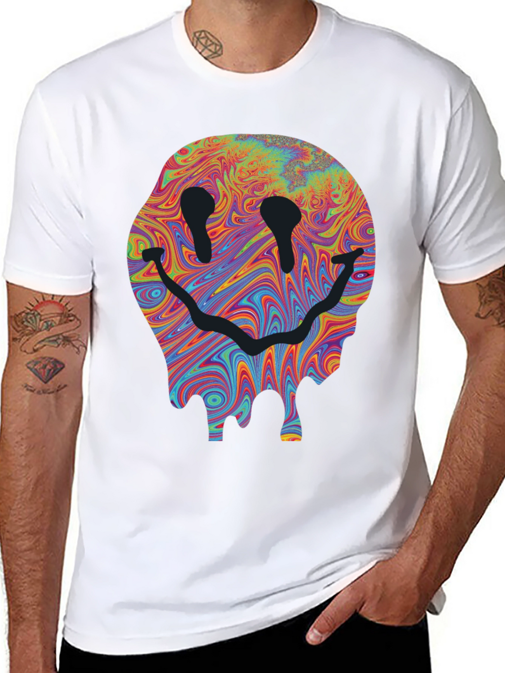 Melting Smiley Face Graphic T-Shirt