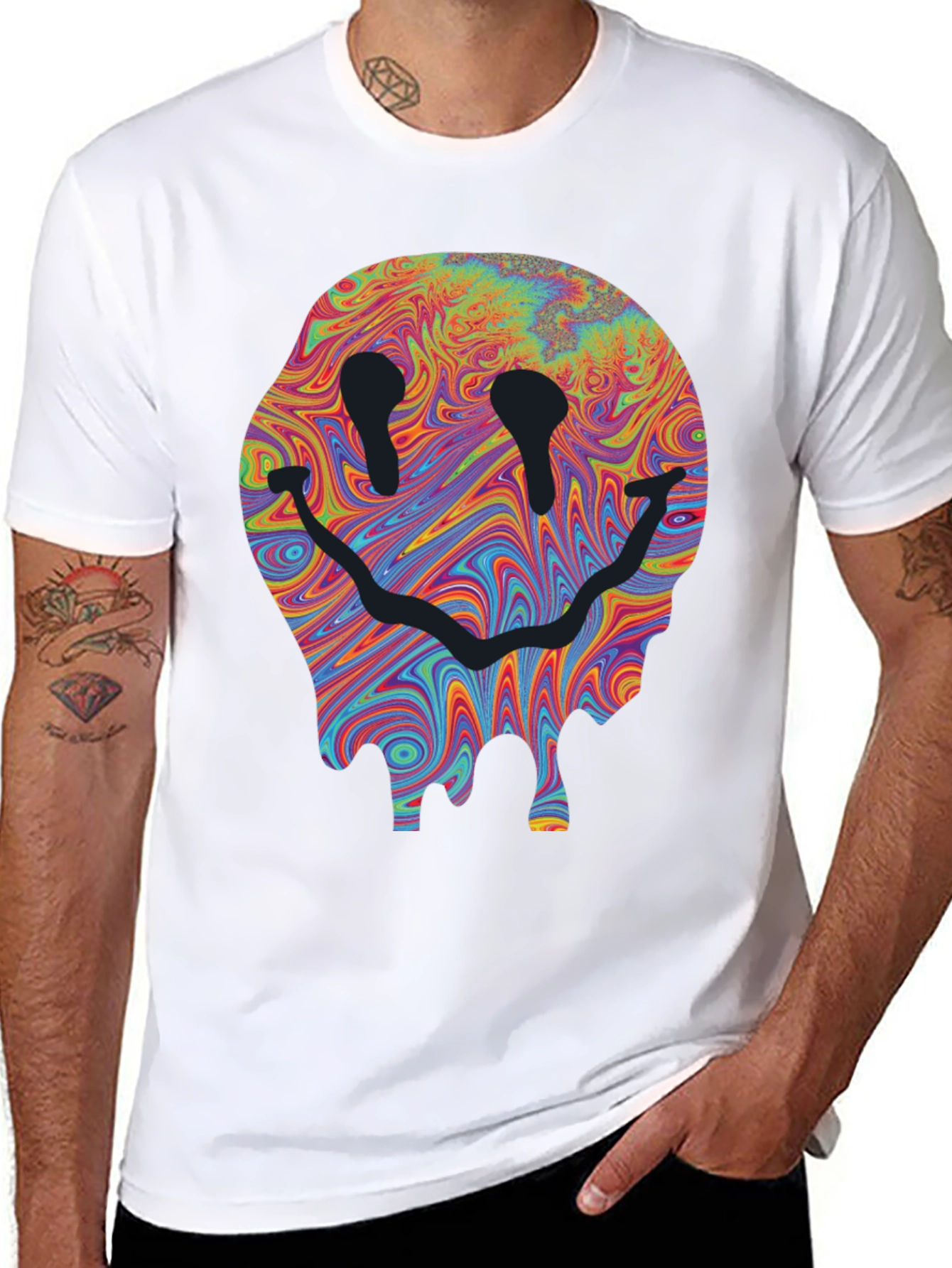 Melting Smiley Face Graphic T-Shirt