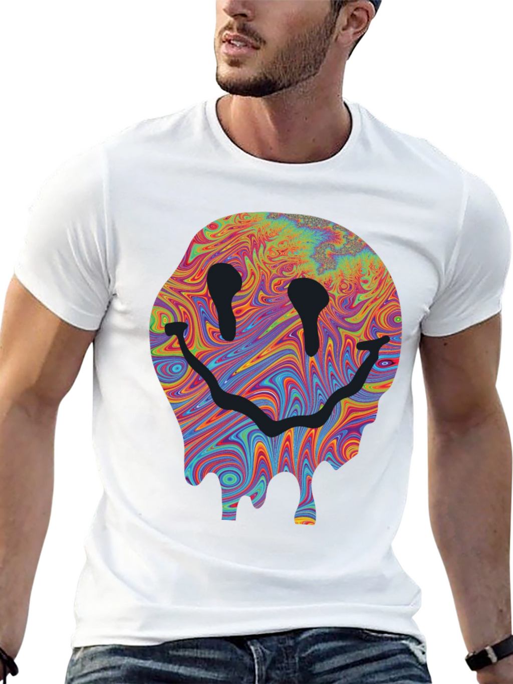 Melting Smiley Face Graphic T-Shirt