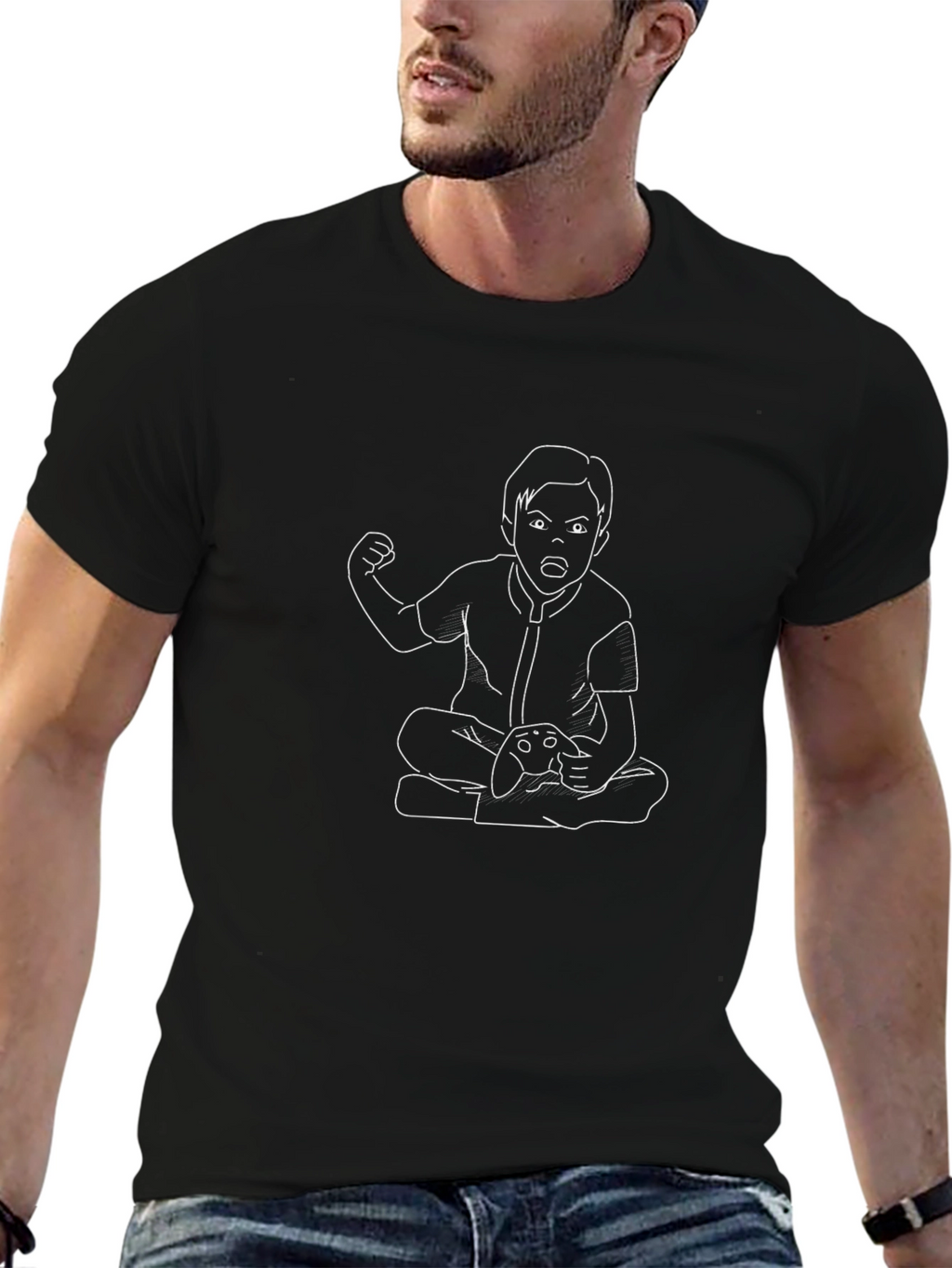 Gamer Kid Tee - Black Cotton Graphic T-Shirt