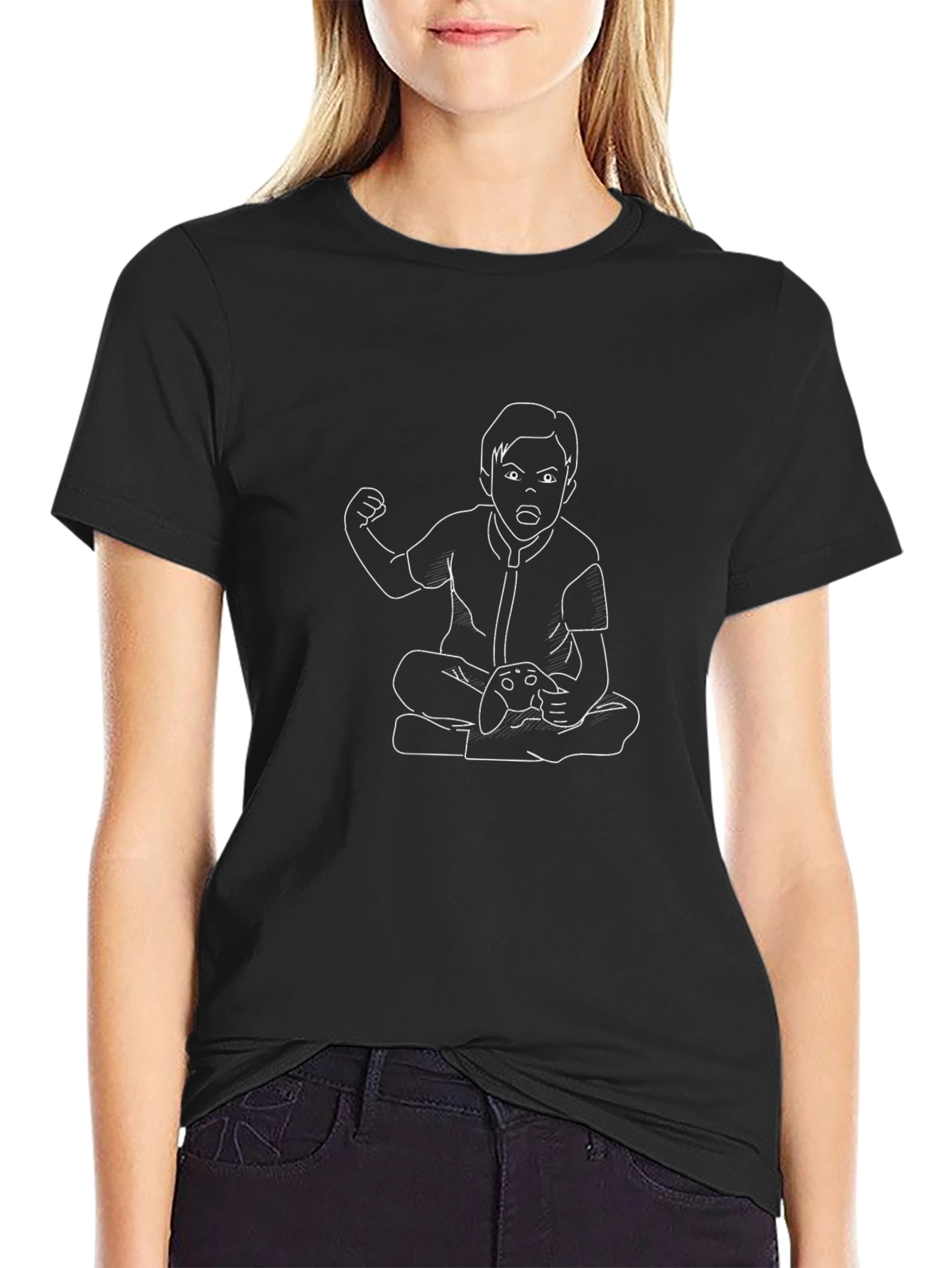 Gamer Kid Tee - Black Cotton Graphic T-Shirt