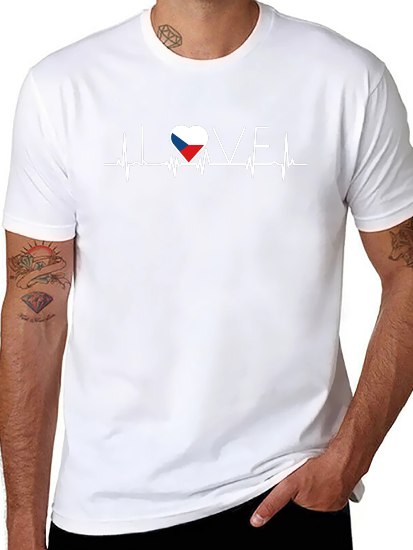 Czech Republic Flag Heartbeat T-Shirt - I Love CZ