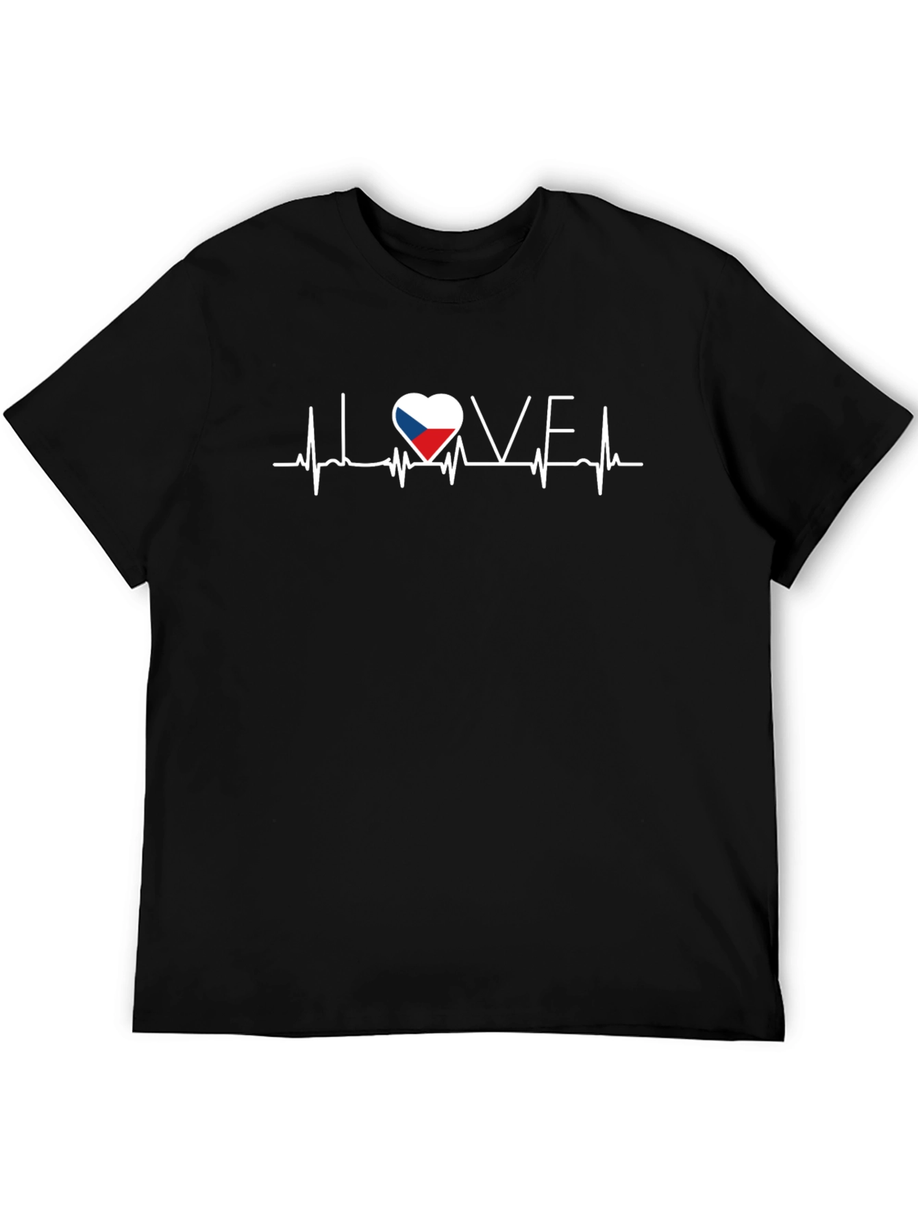 Czech Republic Flag Heartbeat T-Shirt - I Love CZ
