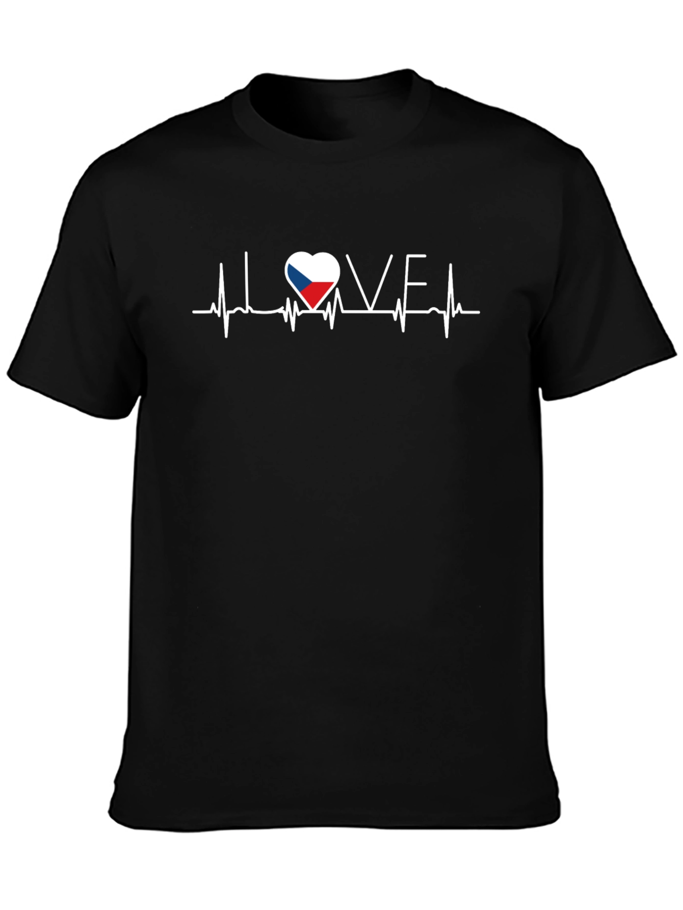Czech Republic Flag Heartbeat T-Shirt - I Love CZ