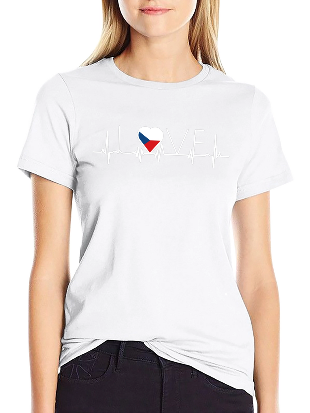 Czech Republic Flag Heartbeat T-Shirt - I Love CZ